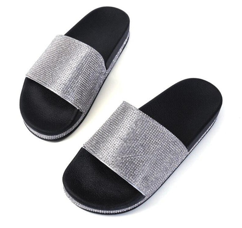 Mirla | Kristall Diamant Slides med Dekor Sandaler-Eva Jonsson