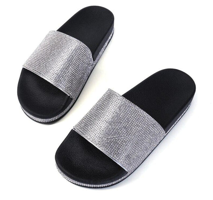 Mirla | Kristall Diamant Slides med Dekor Sandaler-Eva Jonsson