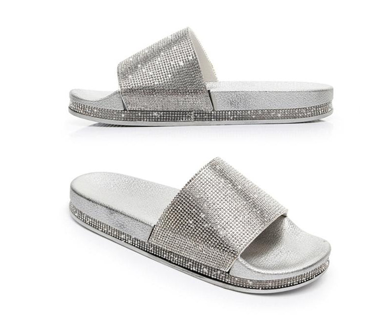 Mirla | Kristall Diamant Slides med Dekor Sandaler-Eva Jonsson