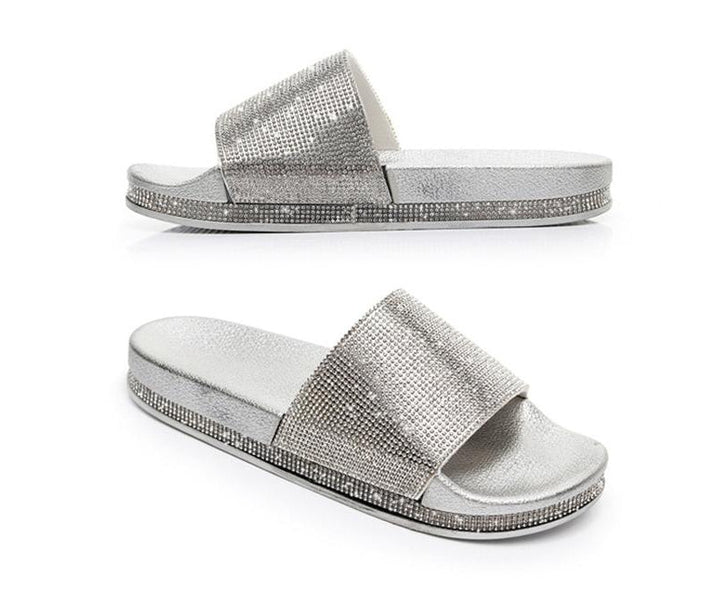 Mirla | Kristall Diamant Slides med Dekor Sandaler-Eva Jonsson