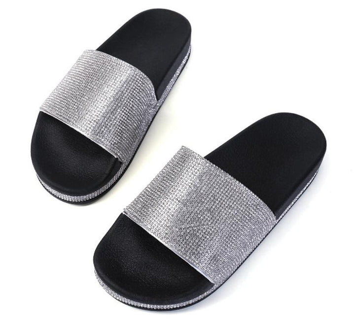 Mirla | Kristall Diamant Slides med Dekor Sandaler-Eva Jonsson