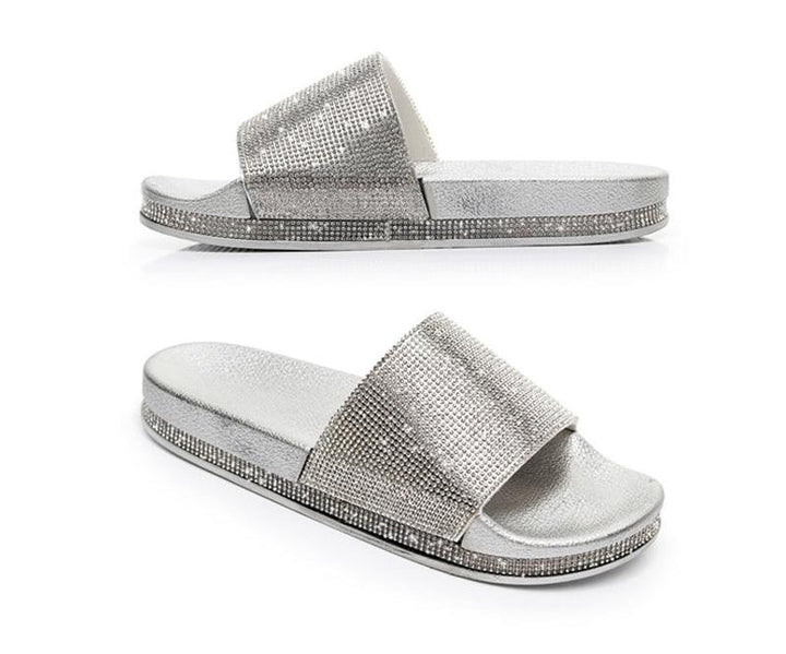 Mirla | Kristall Diamant Slides med Dekor Sandaler-Eva Jonsson