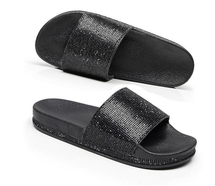 Mirla | Kristall Diamant Slides med Dekor Sandaler-Eva Jonsson