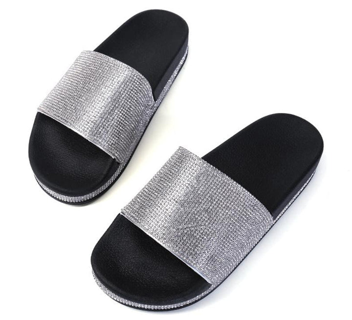 Mirla | Kristall Diamant Slides med Dekor Sandaler-Eva Jonsson