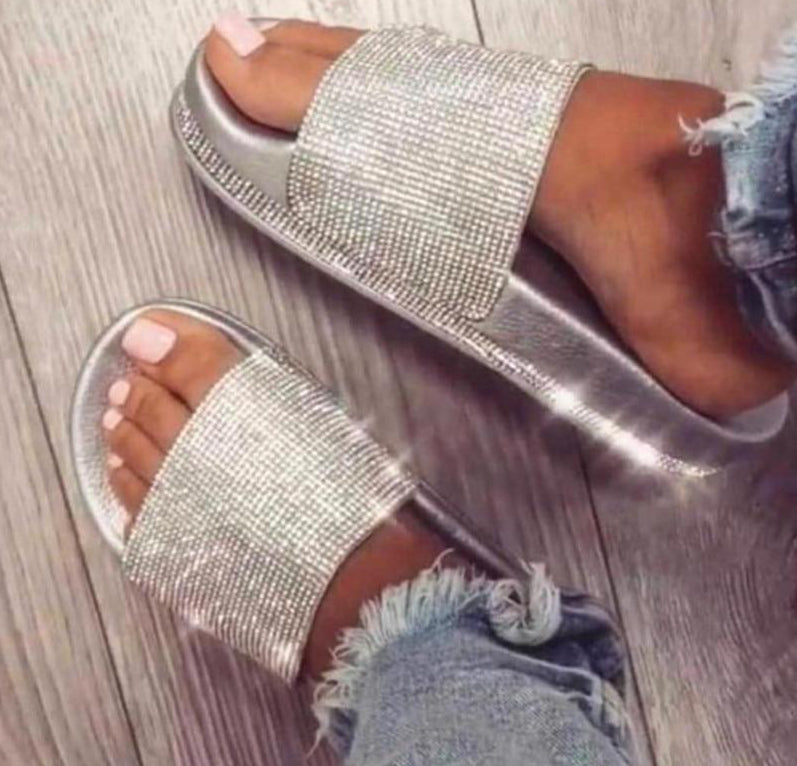 Mirla | Kristall Diamant Slides med Dekor Sandaler-Eva Jonsson