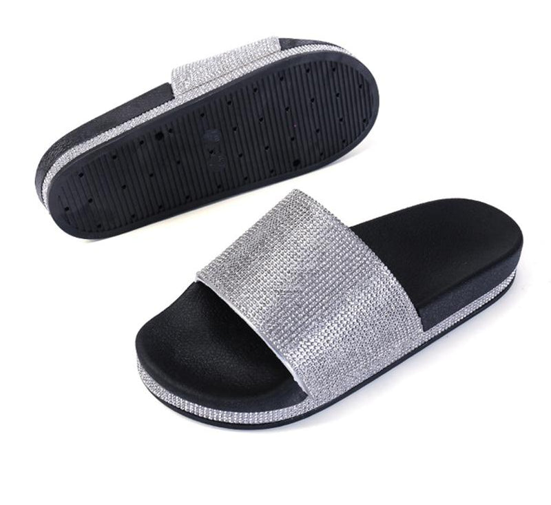 Mirla | Kristall Diamant Slides med Dekor Sandaler-Eva Jonsson