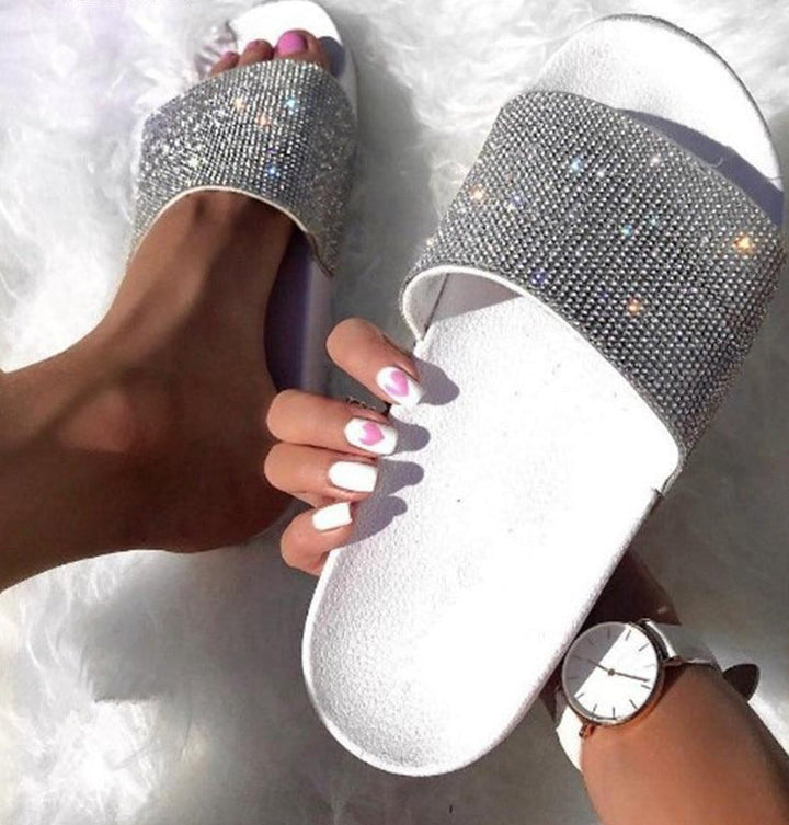 Mirla | Kristall Diamant Slides med Dekor Sandaler-Eva Jonsson