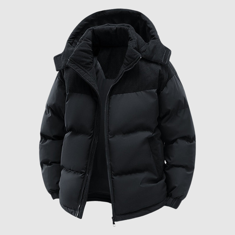 Mirla | Kviltad Relaxed Fit Pufferjacka Huva med Dragkedja Herrjacka-Eva Jonsson