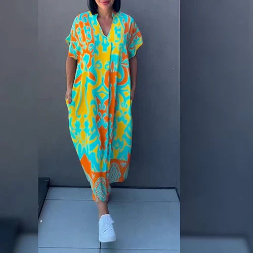 Mirla | LMirlande Tryckt Kaftan Klänning med Lätt Passform för Kvinnor-Eva Jonsson
