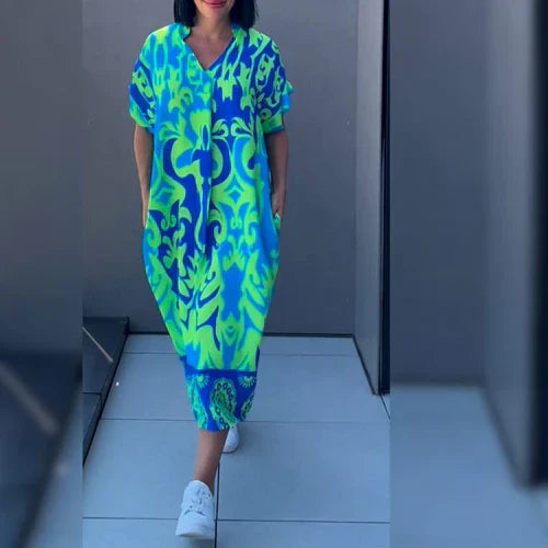 Mirla | LMirlande Tryckt Kaftan Klänning med Lätt Passform för Kvinnor-Eva Jonsson