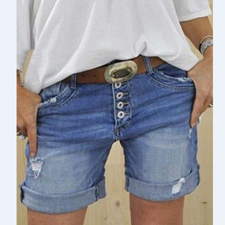 Mirla | Läckra Ripped Denim-Shorts-Eva Jonsson