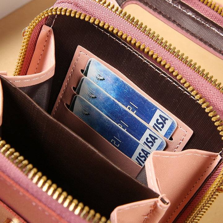 Mirla | Läder Smartphone Clutch Dam Handväska med Touchscreen-fönster-Eva Jonsson