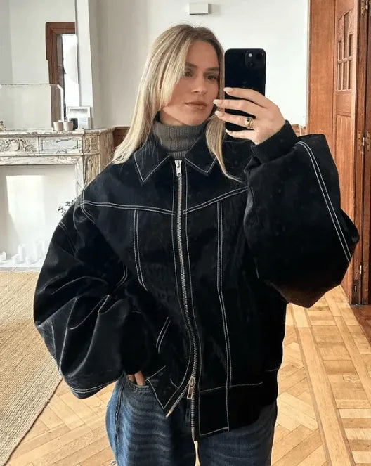 Mirla | Läderjacka - Dam fritidsjacka Svart-Eva Jonsson