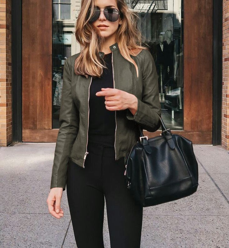 Mirla | Läderjacka Elegant Jacka I Läderlook för Dam-Eva Jonsson