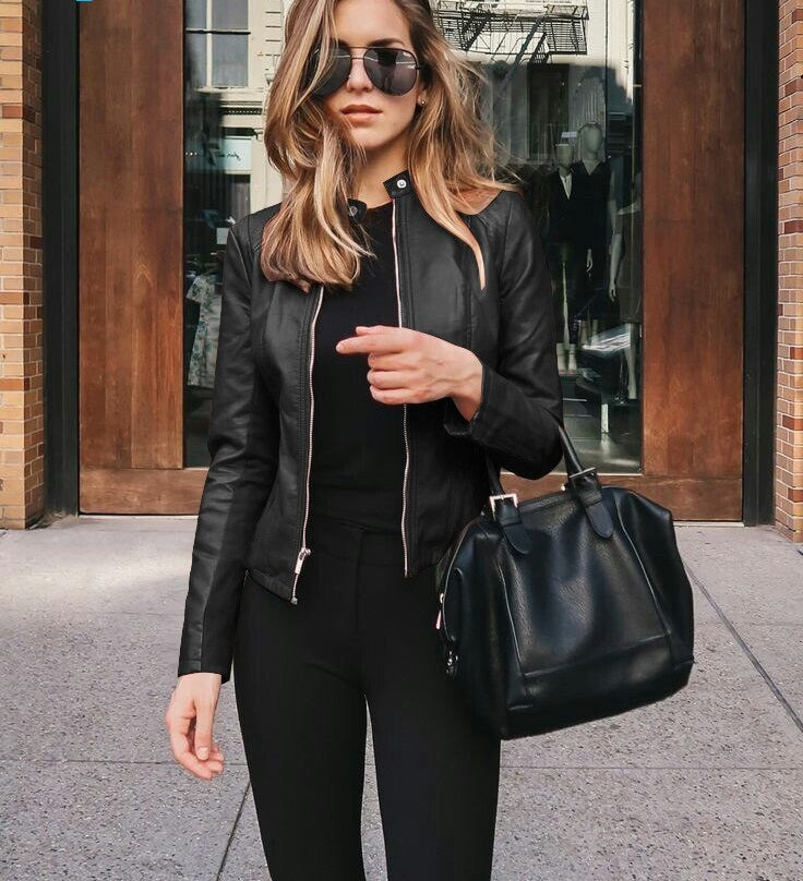 Mirla | Läderjacka Elegant Jacka I Läderlook för Dam-Eva Jonsson