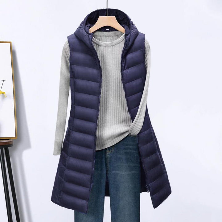 Mirla | Lång Bodywarmer Bekväm, Elegant, Längre Fodrad Jacka-Eva Jonsson