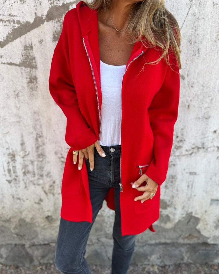 Mirla | Lång Cardigan med Minimalistisk Pr Präglning-Eva Jonsson