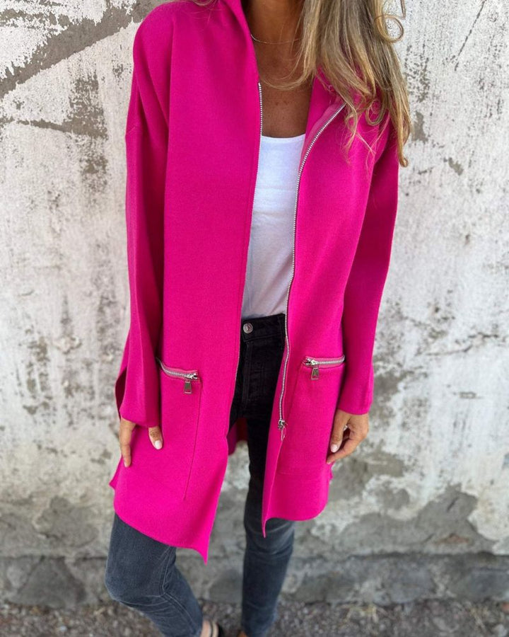 Mirla | Lång Cardigan med Minimalistisk Pr Präglning-Eva Jonsson