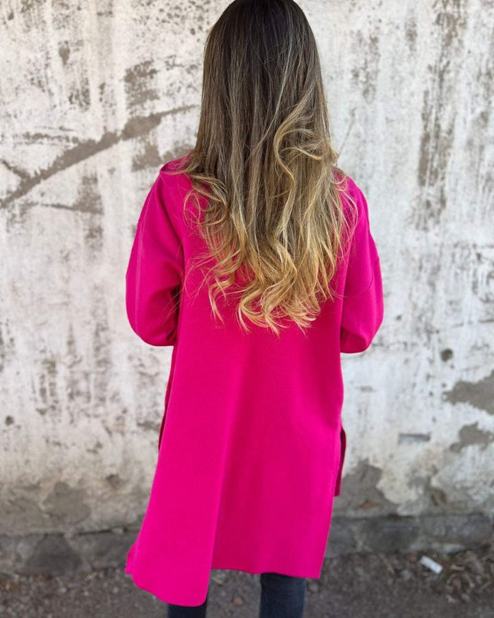 Mirla | Lång Cardigan med Minimalistisk Pr Präglning-Eva Jonsson