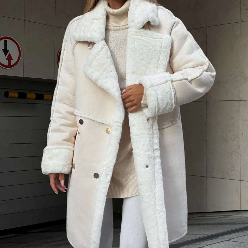 Mirla | Lång Kappa Oversized Skärning Mjukt Sammetmaterial Bred Revers-Eva Jonsson