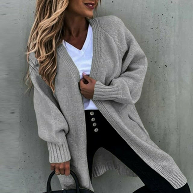 Mirla | Lång, Mjuk Dams Cardigan med En Avslappnad Passform-Eva Jonsson