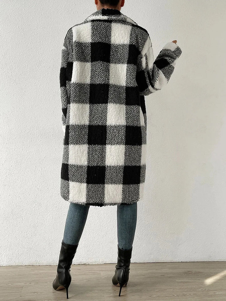 Mirla | Lång Rutig Fleece-Kappa-Eva Jonsson