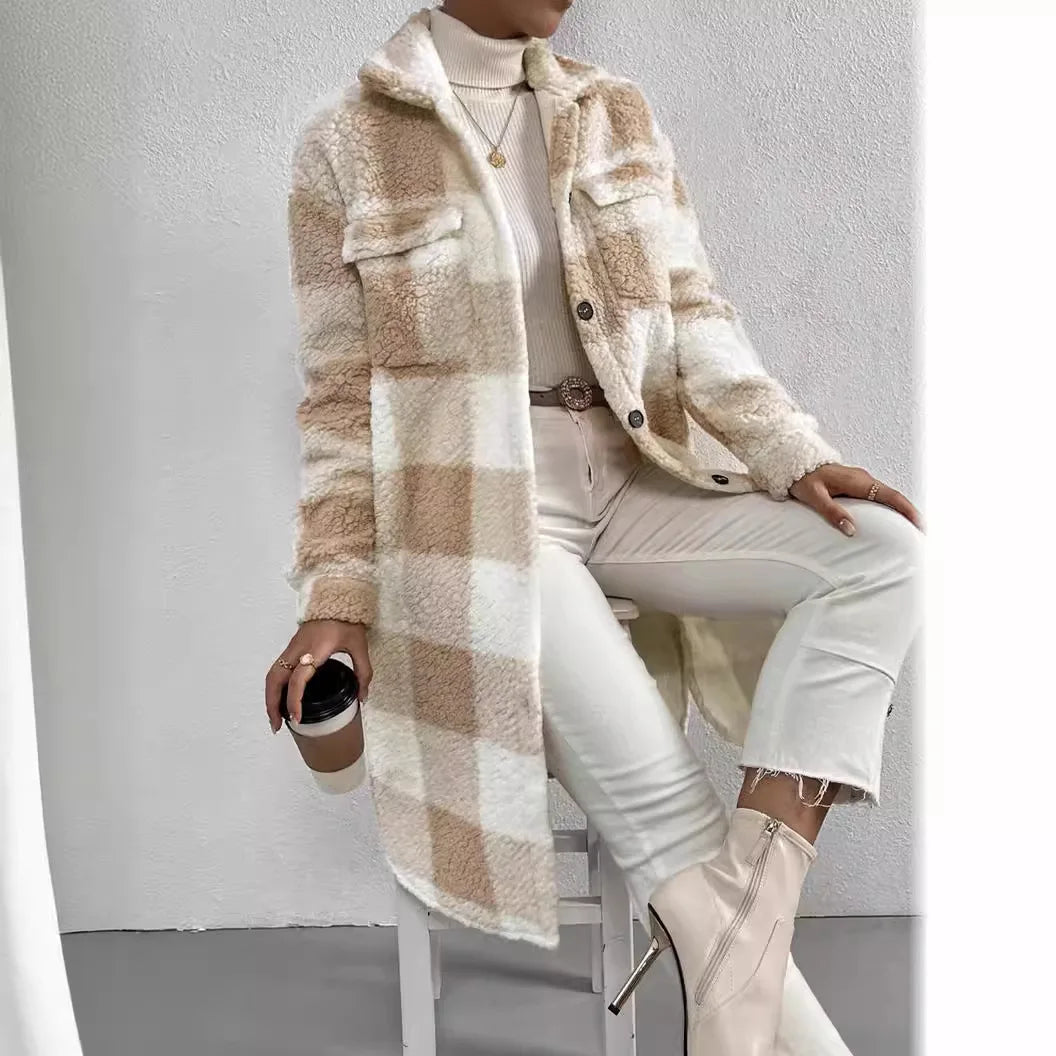 Mirla | Lång Rutig Fleece-Kappa-Eva Jonsson