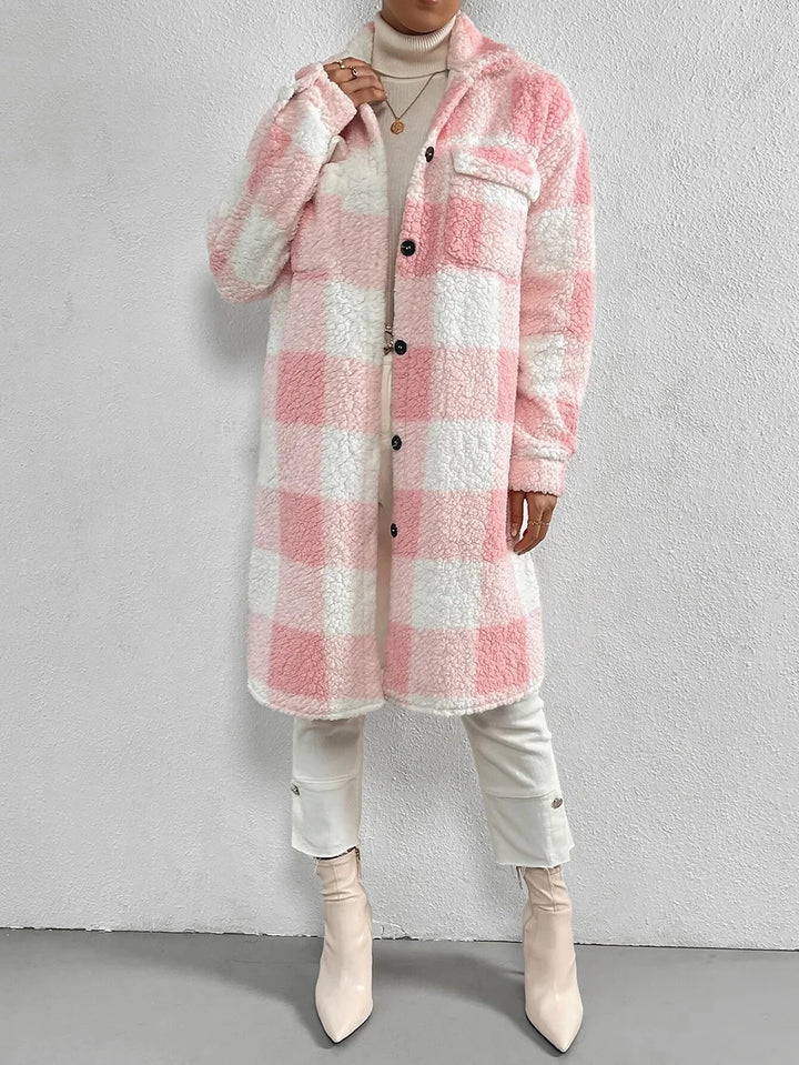 Mirla | Lång Rutig Fleece-Kappa-Eva Jonsson