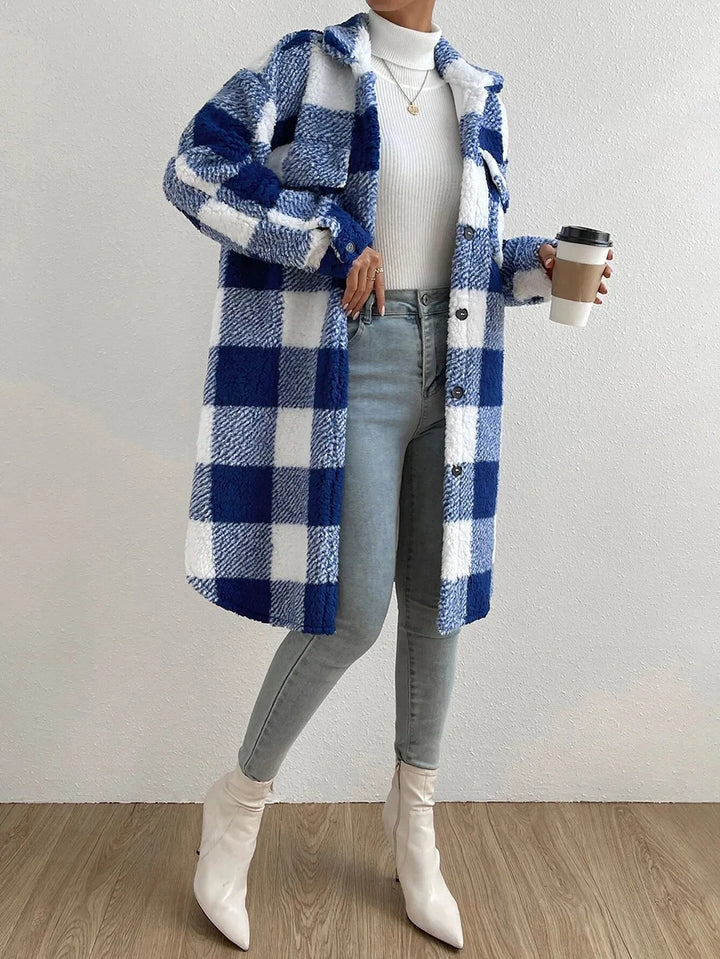 Mirla | Lång Rutig Fleece-Kappa-Eva Jonsson
