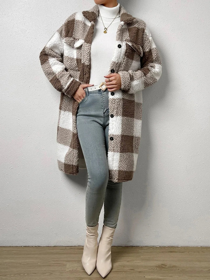 Mirla | Lång Rutig Fleece-Kappa-Eva Jonsson