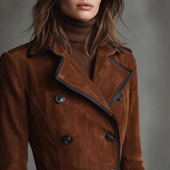 Mirla | Lång Wildläder-Stil Trenchcoat med Dubbla Raddesign-Eva Jonsson