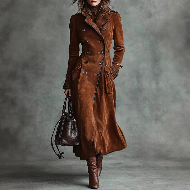 Mirla | Lång Wildläder-Stil Trenchcoat med Dubbla Raddesign-Eva Jonsson