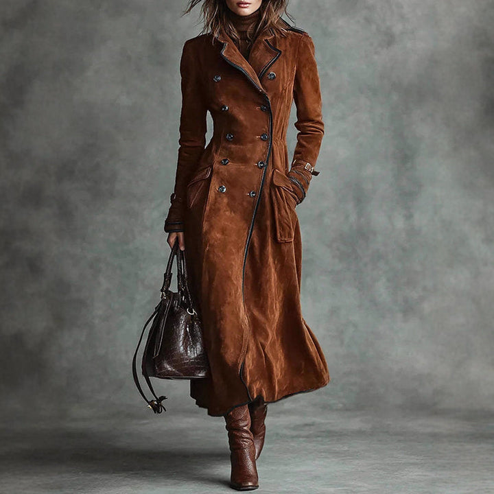 Mirla | Lång Wildläder-Stil Trenchcoat med Dubbla Raddesign-Eva Jonsson