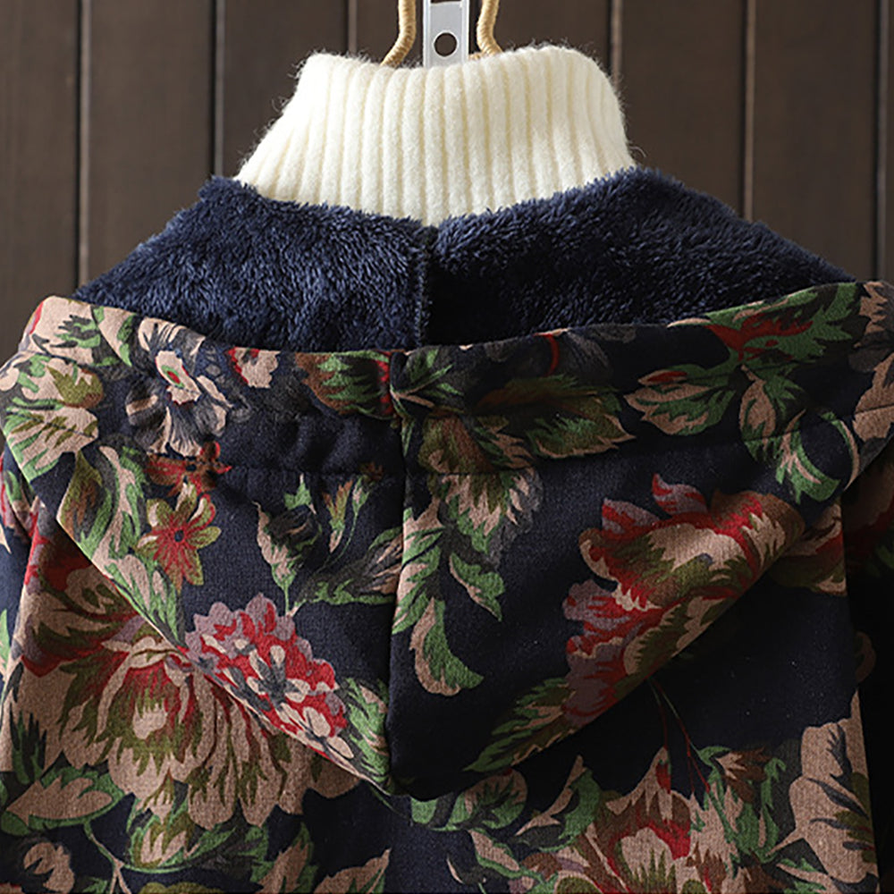 Mirla | Lång kappa i vintage-stil med blommönster-Eva Jonsson