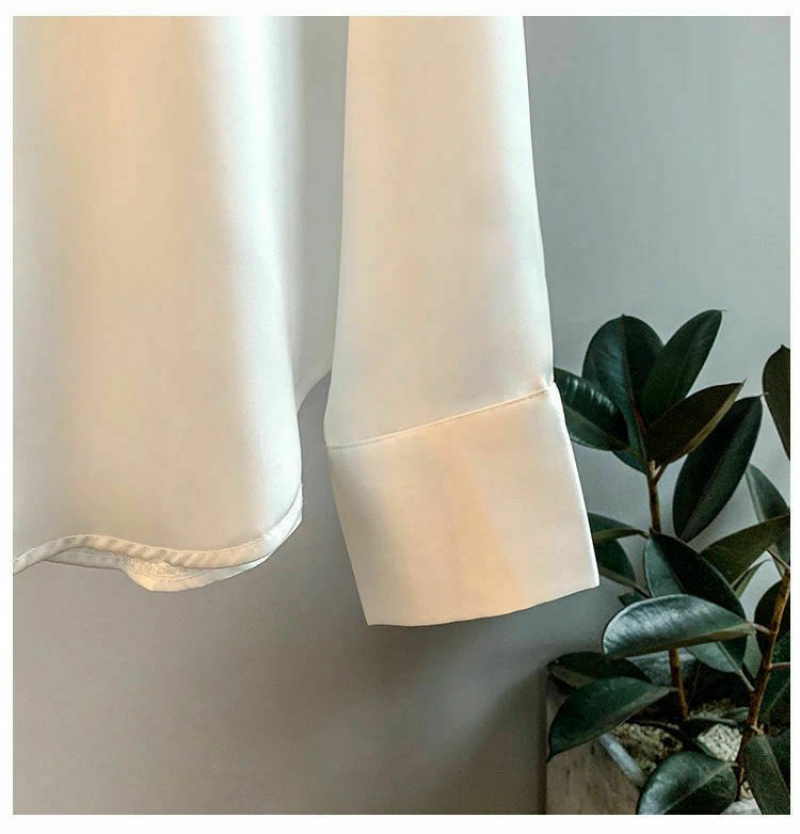 Mirla | Långärmad Button-Up Satin Blus för kvinnor-Eva Jonsson