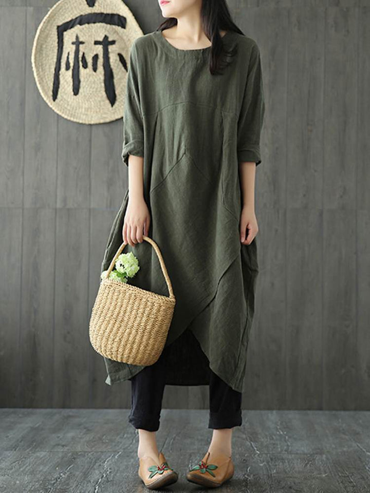 Mirla | Långärmad Ojämn Midiklänning-Eva Jonsson