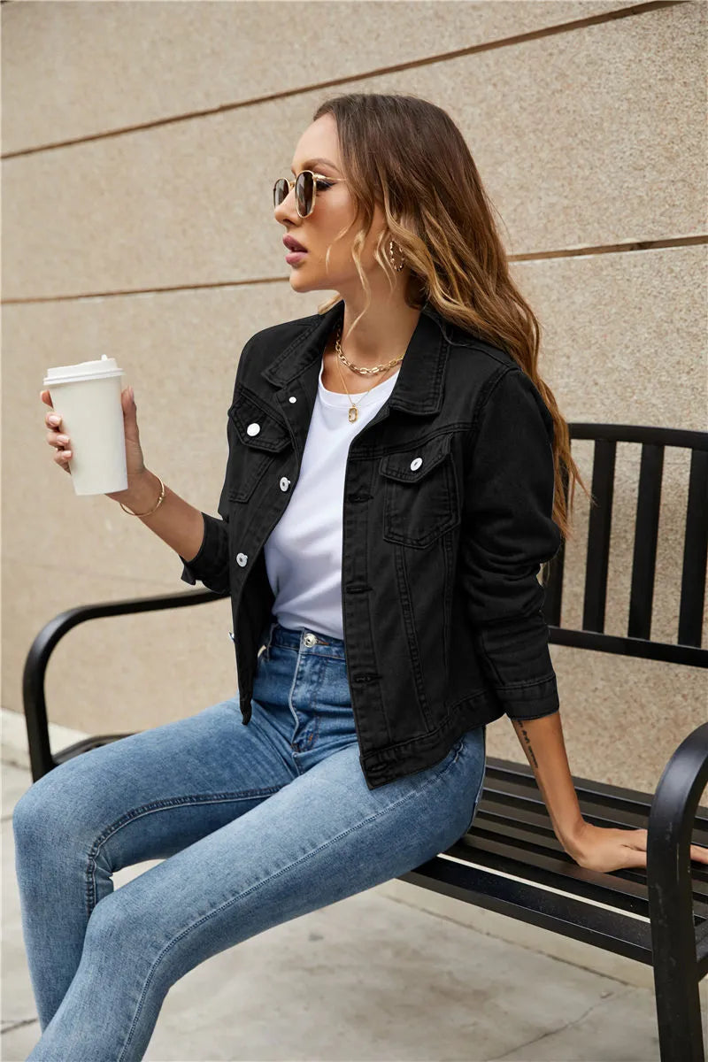 Mirla | Långärmad kavaj i denim med fickor-Eva Jonsson