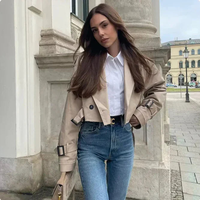 Mirla | Långärmad trenchcoat med justerbart bälte-Eva Jonsson