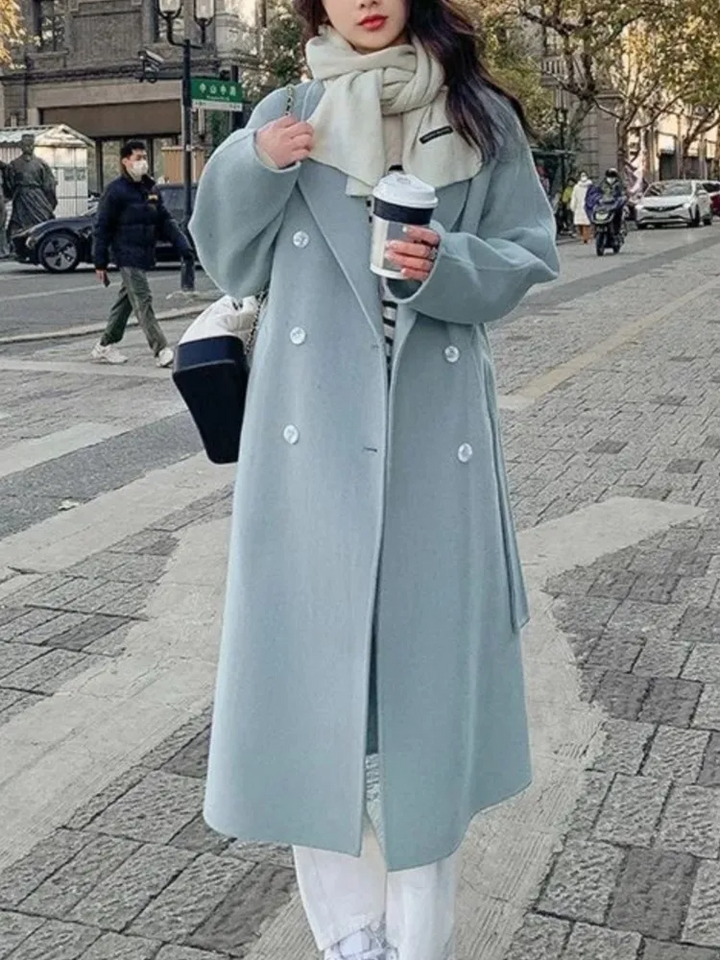Mirla | Långkappa Oversized Fit Dubbla knappar Elastisk midja Ulllook-Eva Jonsson