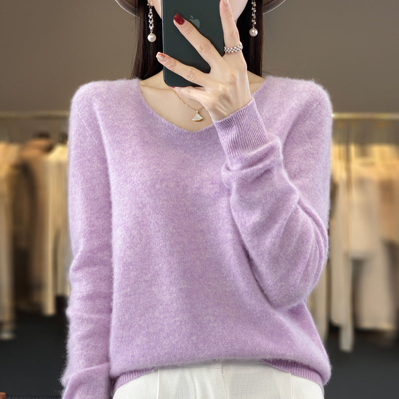 Mirla | Lätt Damtröja med V-Hals för Höst och Vinter-Eva Jonsson