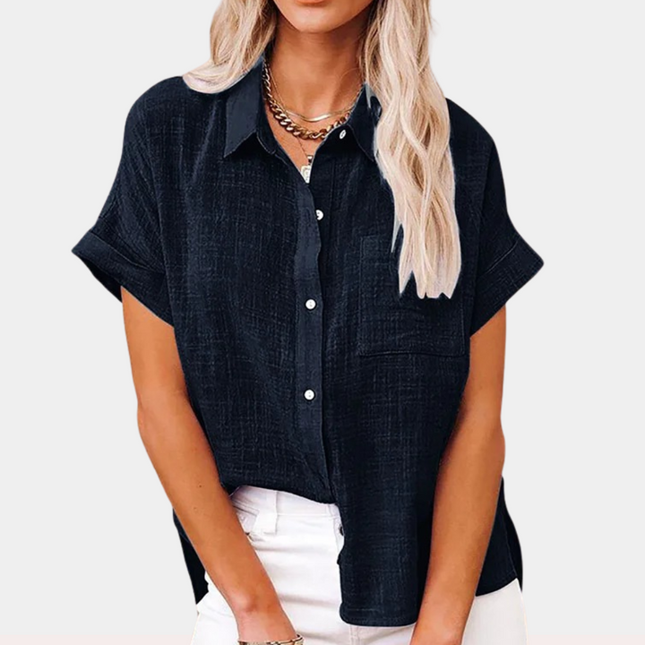 Mirla | Lätt bomull-lin blus-Eva Jonsson