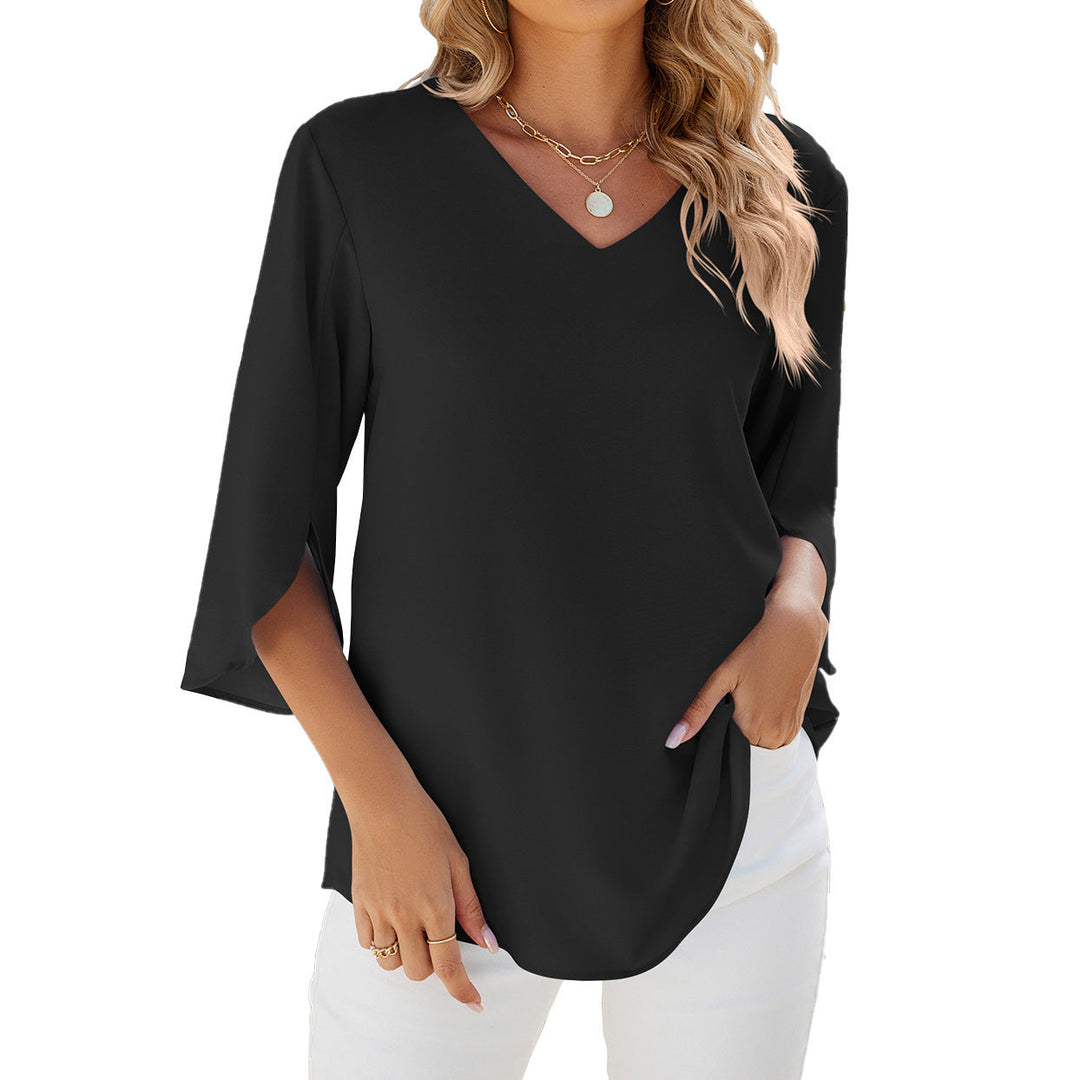 Mirla | Lätt chiffong blus med V-utskärning-Eva Jonsson