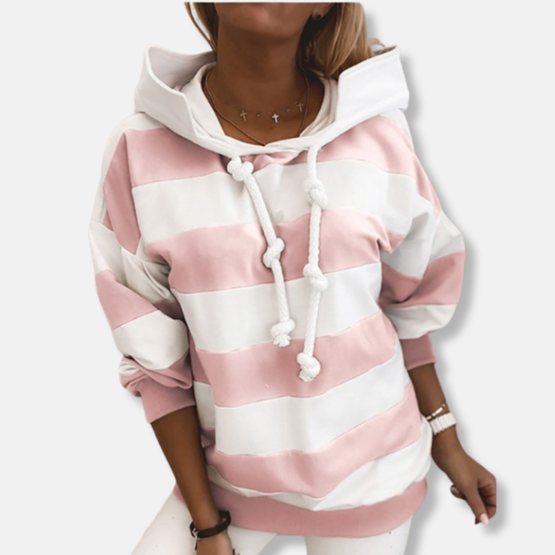 Mirla | Lätt passform hoodie Randig avslappnad hoodie-Eva Jonsson