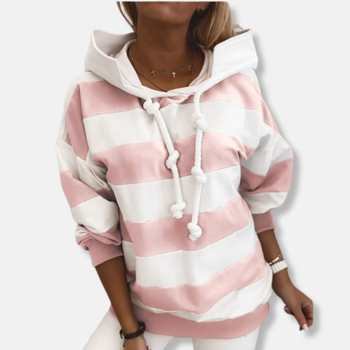 Mirla | Lätt passform hoodie Randig avslappnad hoodie-Eva Jonsson