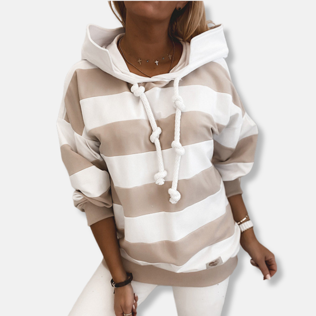 Mirla | Lätt passform hoodie Randig avslappnad hoodie-Eva Jonsson