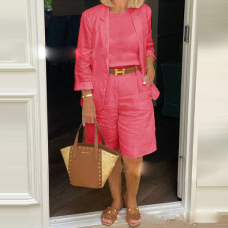 Mirla | Lätt set av blommönstrad jacka och shorts-Eva Jonsson