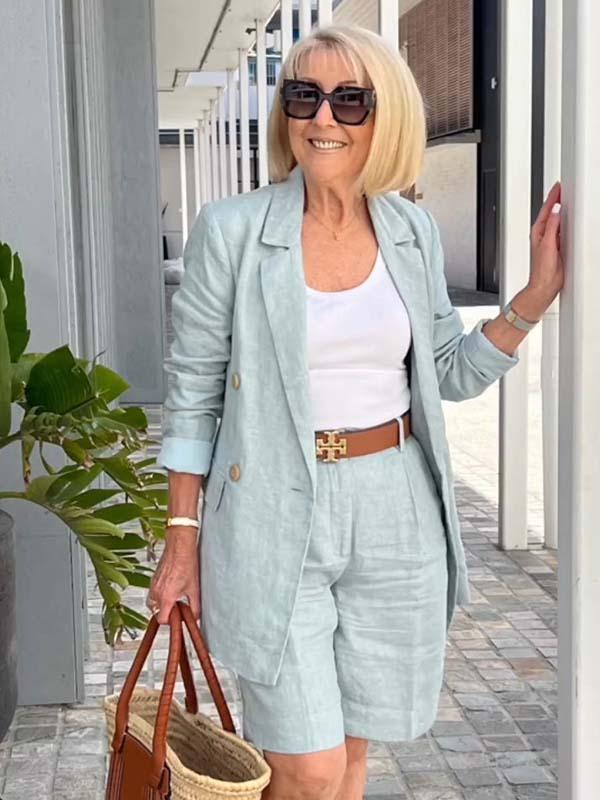 Mirla | Lätt set av blommönstrad jacka och shorts-Eva Jonsson
