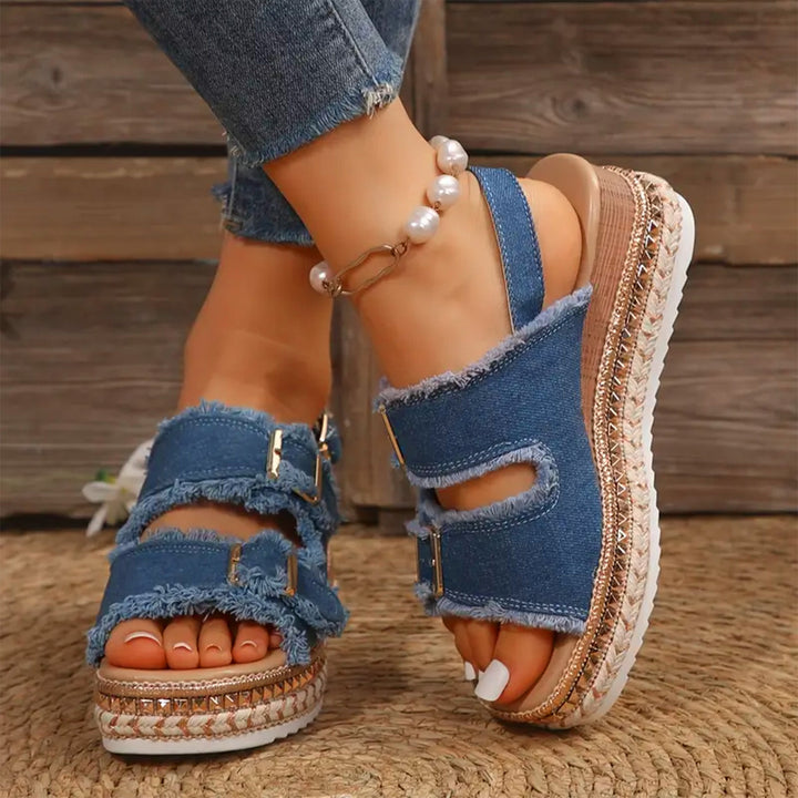 Mirla | Lätta Denim Wedges-Eva Jonsson