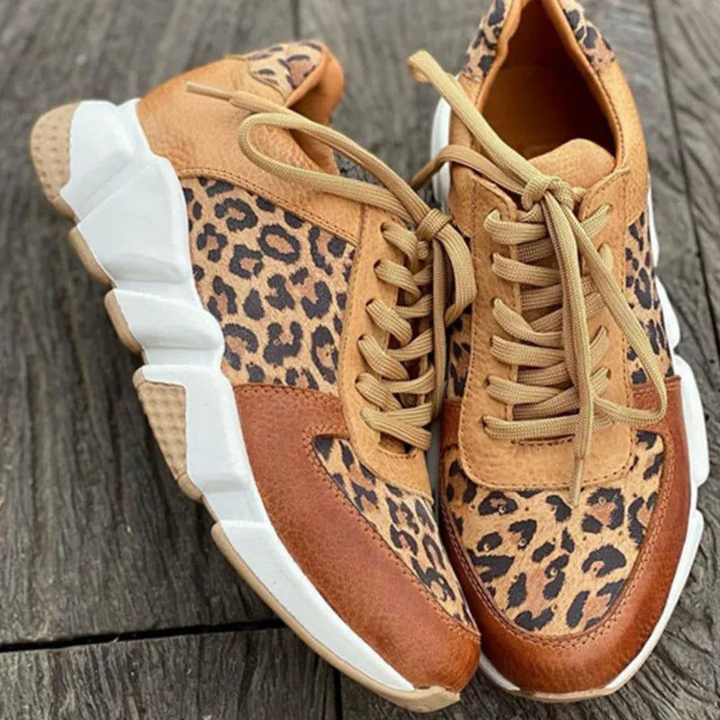 Mirla | Lätta vulkaniserade leopard sneakers med tjocka sulor-Eva Jonsson