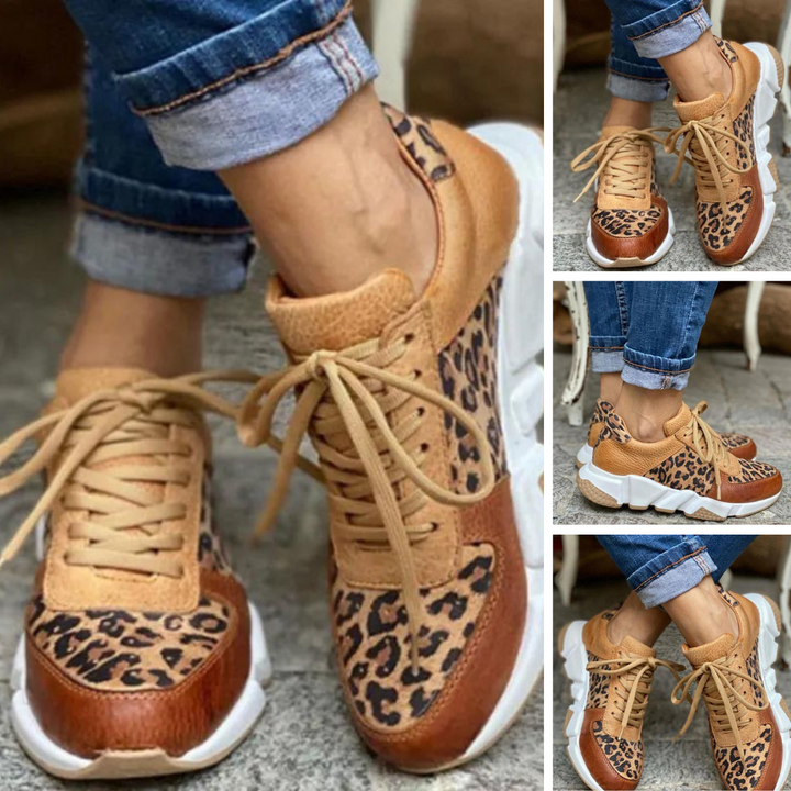 Mirla | Lätta vulkaniserade leopard sneakers med tjocka sulor-Eva Jonsson